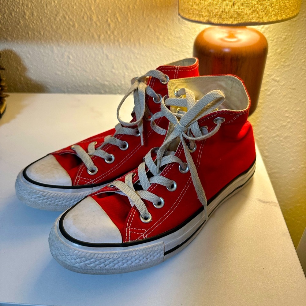 Red Converse high tops